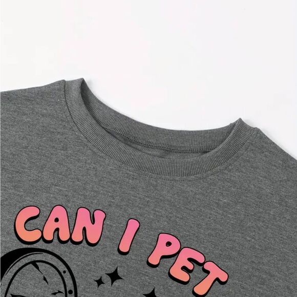 “Can I Pet That Dog?” Lightweight Gray Sweatshirt Skeleton Dog Lover M, L, XL - Picture 3 of 10